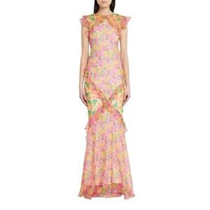 Saloni Tamara Floral Ruffle Dress Size 8 NWT